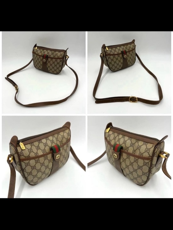 Gucci Handbags - Gucci Beige GG Supreme Crossbody with Brown Leather and Web Stripe